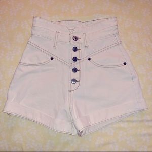 Abercrombie & Fitch High Wait Denim White Shorts